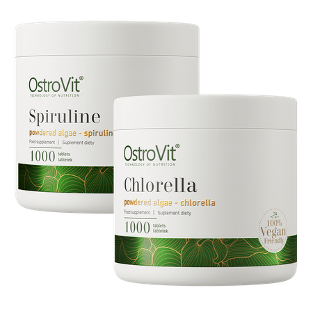 OstroVit Chlorella VEGE 1000 compresse + Spirulina VEGE 1000 compresse