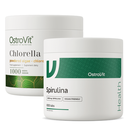 OstroVit Chlorella VEGE 1000 compresse + Spirulina VEGE 1000 compresse