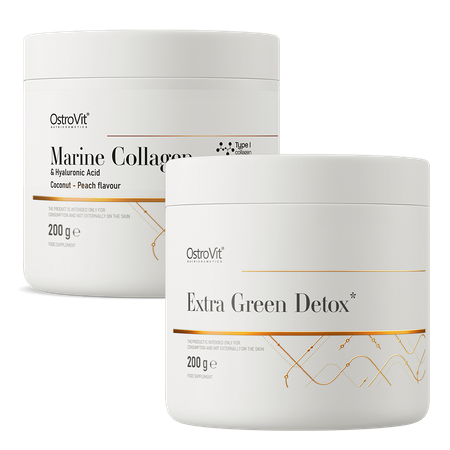 OstroVit Extra Green Detox 200 g + Collagene Marino con Acido Ialuronico 200 g