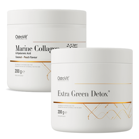 OstroVit Extra Green Detox 200 g + Collagene Marino con Acido Ialuronico 200 g