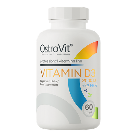 OstroVit Vitamina D3 2000 IU + K2 MK-7 + C + Zn 60 capsule